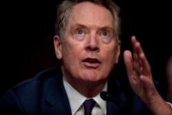 U.S. Trade Representative Robert Lighthizer speaks at a Senate Finance Committee hearing on U.S. trade on Capitol Hill, Wednesday, June 17, 2020, in Washington. (AP Photo/Andrew Harnik, Pool)