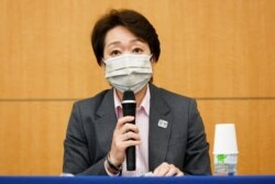 하시모코 세이코 도쿄 올림픽 조직위원장이 21일 도쿄에서 기자회견을 했다.