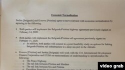 Srbija i Kosovo potpisali su dva odvojena dokumenta o ekonomskoj normalizaciji odnosa 4. septembra 2020.