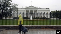 The White House in Washington, Oct. 29,2012, during the approach of Hurricane Sandy. 