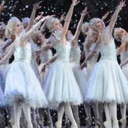 Dancers from Britain's Royal Ballet rehearse for "Nutcracker" performances in 2008