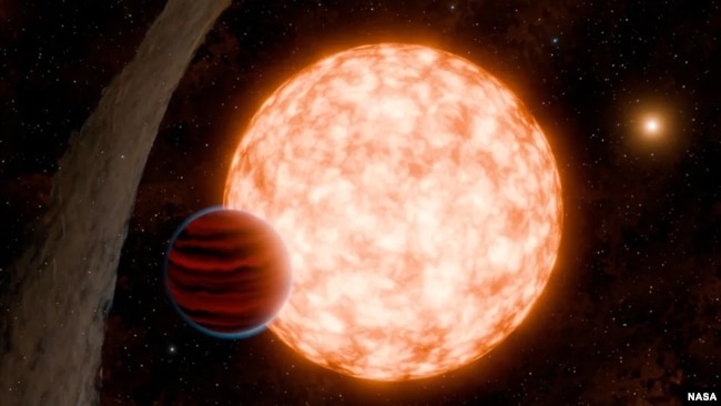 Artist's concept of a young, newly discovered planet, exposed to observation by a warped debris disk. Photo by NASA/JPL-Caltech/R. Hurt, K. Miller (Caltech/IPAC)
