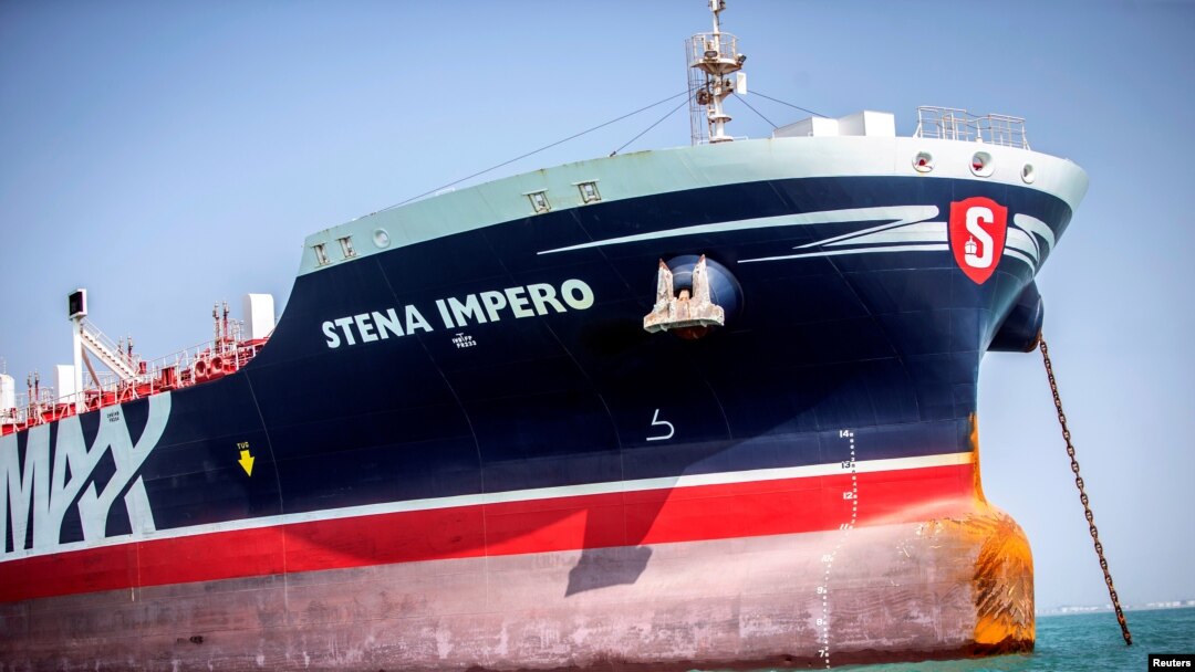 Kapal tanker minyak berbendera Inggris "Stena Impero" di pelabuhan Bandar Abbas, Iran, 22 Agustus 2019. (Foto: dok).