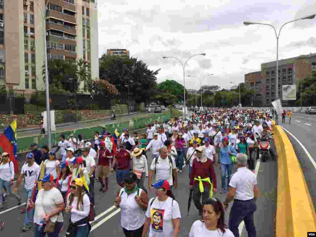 La oposición venezolana también marchó para pedir por la liberación de los presos políticos. Foto: Álvaro Algarra/VOA