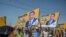Supporters hold banners of candidates during a rally of the opposition Waddani Party for Somaliland’s elections in Hargeisa, the capital of the self-declared republic of Somaliland in northern Somalia, May 25, 2021.