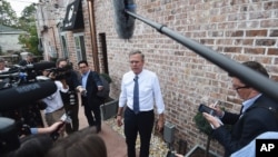 Republican presidential candidate, former Florida governor Jeb Bush, speaks to the media during a campaign stop, Nov. 17, 2015, in Florence, South Carolina.