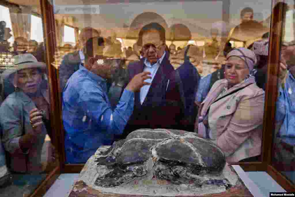 A large scarab made of stone. This scarab is said to be the largest ever found. (H. Elrasam/VOA) 