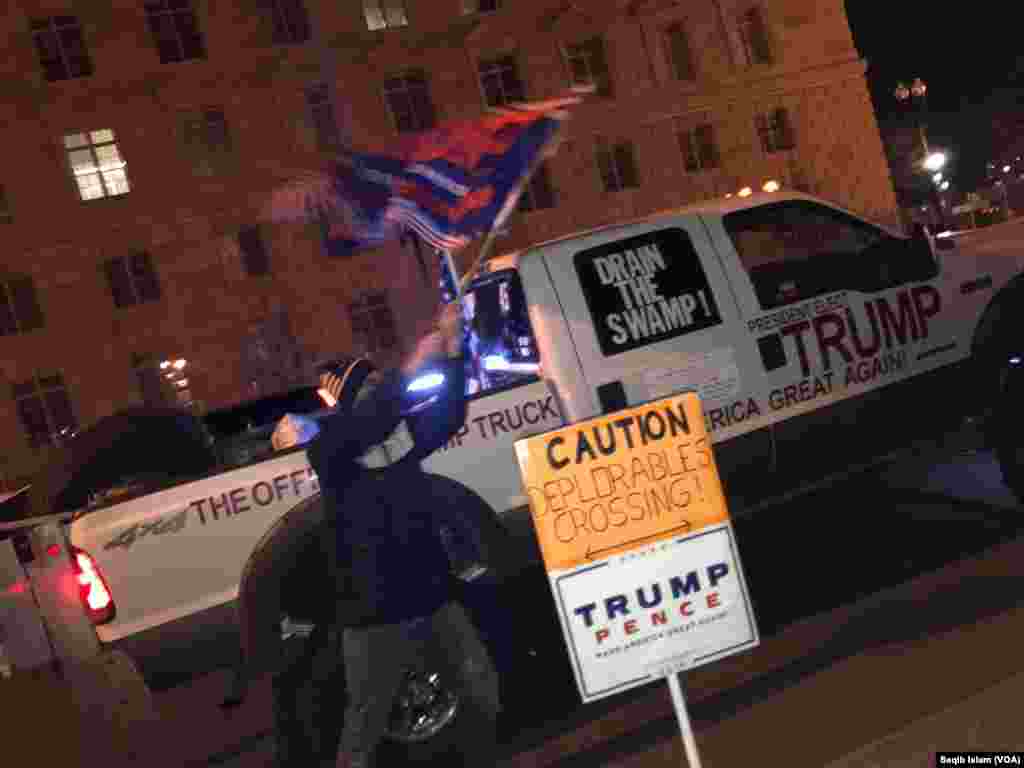A supporter of President-elect Donald Trump near the White House, Jan. 19, 2017.