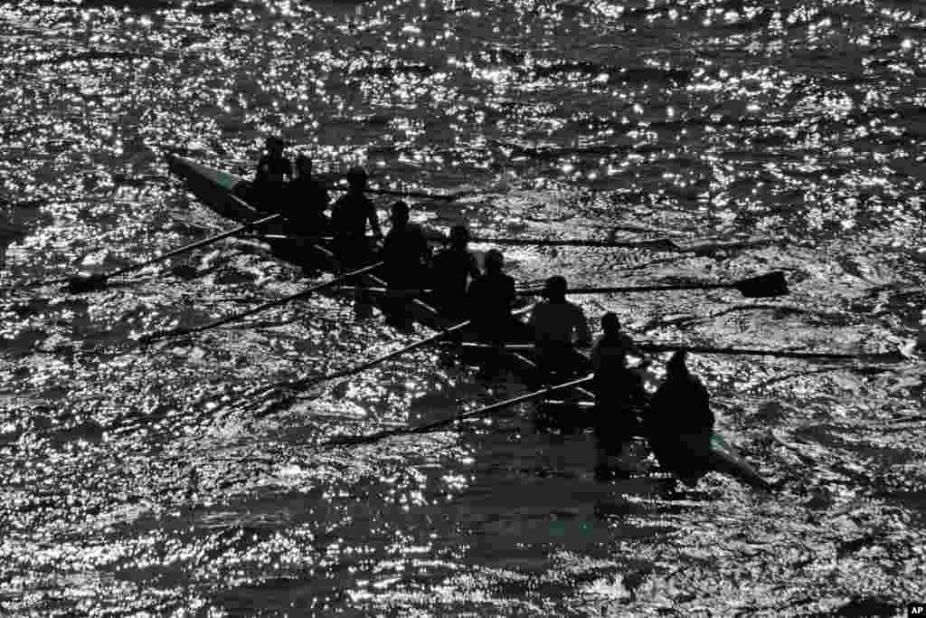 The sun is reflected in the Allegheny River in Pittsburgh on the first day of spring, March 21, 2017.