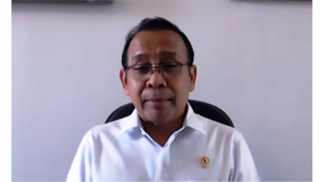 Mensesneg Pratikno meresmikan unit khusus corona RSA UGM secara daring. (Foto: courtesy)