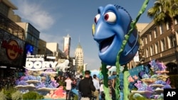 FILE - A giant replica of the animated character Dory is seen at the premiere of "Finding Dory" at the El Capitan Theater in Los Angeles, California, June 8, 2016.