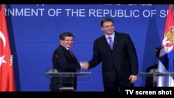 Premijer Turske Ahmet Davutoglu sa srpskim kolegom Aleksandrom Vučićem, Beograd 28. decembar 2015.