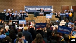 Kandidat presiden dari partai Demokrat untuk pilpres AS 2020, Bernie Sanders, dalam sebuah kampanye, di Des Moines, Iowa, 9 Maret 2019.