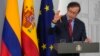 El presidente colombiano Gustavo Petro habla durante una conferencia de prensa en Madrid el 4 de mayo de 2023.