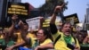 Demonstrators take part in a protest calling for the impeachment of Supreme Court Minister Alexandre de Moraes, who recently imposed a nationwide block on Elon Musk’s social media platform X, in Sao Paulo, Saturday, Sept. 7, 2024.