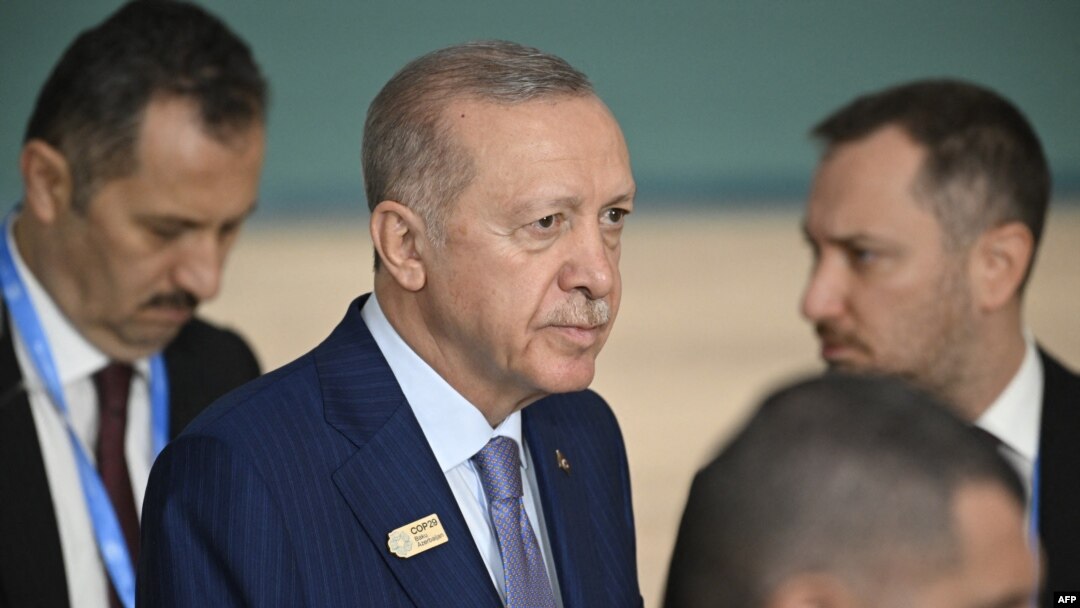El presidente de Turquía, Recep Tayyip Erdogan, durante una sesión de fotos en la cumbre climática de la ONU COP29 en Bakú, Azerbaiyán, el 12 de noviembre de 2024.