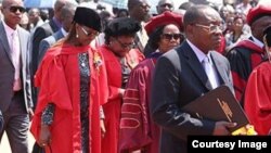 First Lady Grace Mugabe and Vice President Joice Mujuru graduated with PhDs at the University of Zimbabwe on Friday. (Courtesy photo)