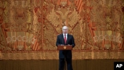 El presidente ruso en una gala para marcar el año nuevo en el teatro Bolshoi en Moscú, Rusia, el jueves 27 de diciembre del 2018. 