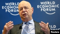 World Economic Forum Executive Chairman and founder Klaus Schwab addresses a news conference in Cologny, near Geneva, Jan. 15, 2014.