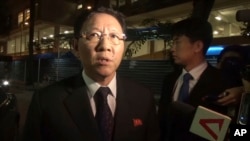In this image taken from video, North Korean Ambassador to Malaysia Kang Chol speaks to the media in Kuala Lumpur, Malaysia, Feb. 17, 2017. Kang Chol has been given 48 hours to leave the country.