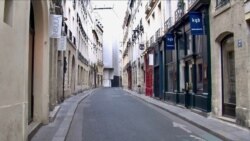 A deserted street is seen in Paris' Latin Quarter under lockdown. (Lisa Bryant/VOA)