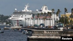 Cruise ship MS Empress of the Seas, operated by Royal Caribbean International, leaves the bay of Havana, Cuba, June 5, 2019. 