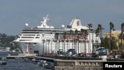 Cruise ship MS Empress of the Seas, operated by Royal Caribbean International, leaves the bay of Havana, Cuba, June 5, 2019. 