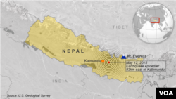 May 12, 2015 earthquake, 83 km east of Kathmandu, Nepal
