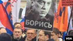 Marcha en Moscú por la muerte de Nemtsov.