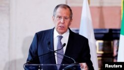 FILE - Russian Foreign Minister Sergei Lavrov attends a news conference in Rome, Italy, Dec. 6, 2019. 