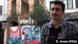 Ulas, a local restaurant manager in Tophane, welcomes the rise of graffiti art. It is "super," he says.