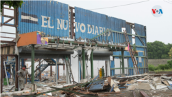 Lo que queda del inmueble de El Nuevo Diario, el segundo periódico de circulación en Nicaragua, que puso fin a sus operaciones tras la crisis sociopolítica de 2018. Foto archivo Houston Castillo, VOA.