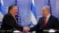 U.S. Secretary of State Mike Pompeo and Israeli Prime Minister Benjamin Netanyahu shake hands as they deliver joint statements during their meeting in Jerusalem, March 20, 2019.