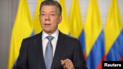 Tổng thống Colombia Juan Manuel Santos phát biểu hôm 25/5/2018