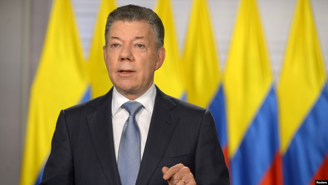 Presiden Kolombia, Juan Manuel Santos di Bogota, Kolombia, 25 Mei 2018. 