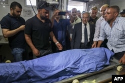 The body of Turkish-American Aysenur Ezgi Eygi, 26 lies in a hospital morgue in Nablus in the occupied West Bank on September 7, 2024, a day after she was reportedly 'shot in the head' while participating in a demonstration against Israeli settlements in