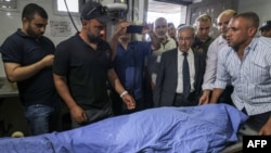 The body of Turkish-American Aysenur Ezgi Eygi, 26 lies in a hospital morgue in Nablus in the occupied West Bank on Sept. 7, 2024, a day after she was reportedly 