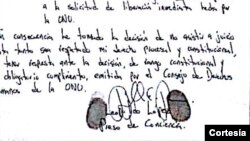 Leopoldo López escribió un texto de su puño y letra en el que explica las razones por las que no asistirá más al juicio.