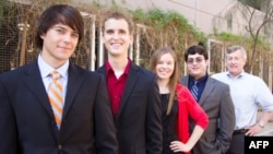 FlashFood team members, from left, Jake Irvin, Eric Lehnhardt, Katelyn Keberle, Steven Hernandez, and faculty adviser Richard Filley. 