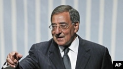 US Defense Secretary Leon Panetta after speaking to the Association of the US Army in Washington, Oct. 12, 2011