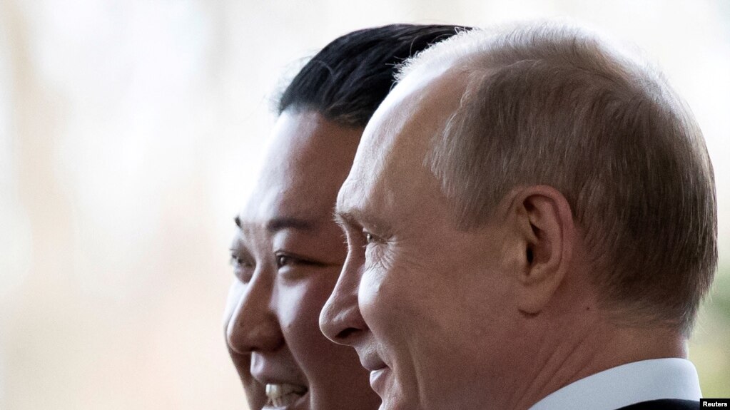 朝鲜领导人金正恩与俄罗斯总统普京2019年4月曾在符拉迪沃斯托克会面。(photo:VOA)