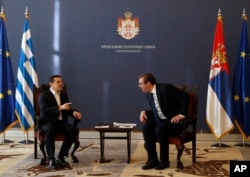 Premijer Grčke Aleksis Cipras i predsednik Srbije Aleksandar Vučić tokom susreta u Beogradu, 21. decembra 2018.