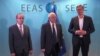 Kosovski premijer Avdulah Hoti, šef diplomatije EU Žozep Borelj i predsednik Srbije Aleksandar Vučić na obnovljenim pregovorima u Briselu