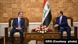 Serokwezîrê Hikûmeta Herêma Kurdistanê Mesrûr Barzanî û Nûrî El- Malikî Serokê Hevpeymanîya Dewleta Yasayê - Bexda 24ê Gulanê
