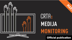 Naslovna grafika Medijskog monitoringa političkog pluralizma u Srbiji, koji je uradila i objavila organizacija CRTA, u Beogradu, 14. aprila 2021. (Grafika: CRTA)