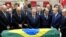 Brazilian President Michel Temer, center, attends the wake of Brazilian Supreme Court Justice Teori Zavascki in Porto Alegre, Brazil, Jan. 21, 2017.