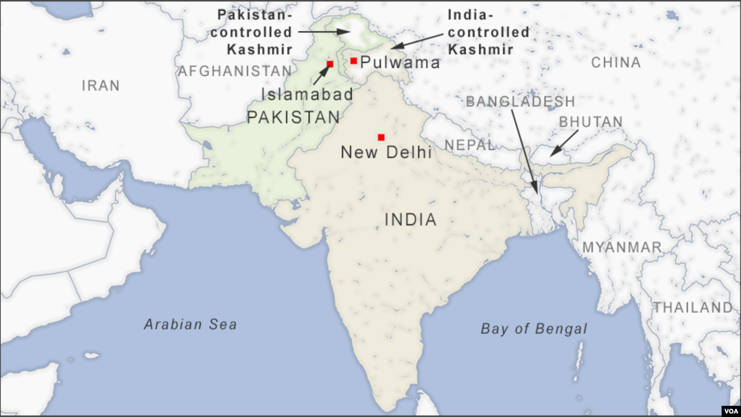 Peta kawasan India dan Pakistan.
