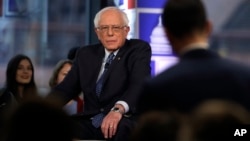 Sen. Bernie Sanders listens to a question from an audience member during a Fox News town-hall style event, April 15, 2019, in Bethlehem, Pennsylvania.
