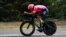 Neilson Powless of the US competes during Stage 20 of the Tour de France cycling race, an individual time trial over 36.2 kilometers, from Lure to La Planche des Belles Filles, France, Sept. 19, 2020. 