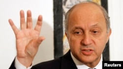 French Minister for Foreign Affairs Laurent Fabius speaks during a media conference in Tunis, May 14, 2013. 